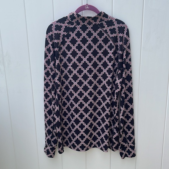 Crown & Ivy Quatrefoil pattern mock neck half zip jacket size X-Large - Picture 2 of 11